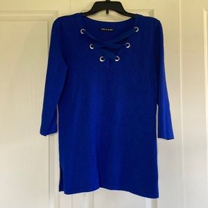 Bright blue sweater